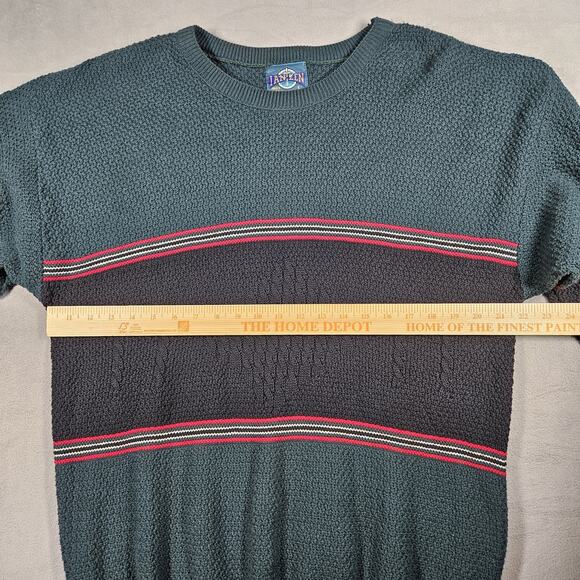 Vtg Jantzen Sweater Mens Large Green Black Colorblock Pullover Holiday USA - Picture 12 of 15